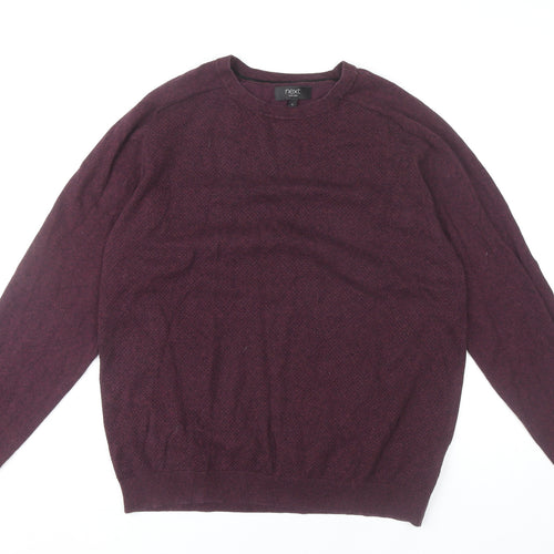 Next Men’s Purple Cotton Blend Jumper L Crew Neck Long Sleeve