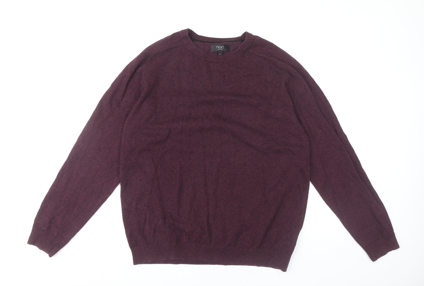 Next Men’s Purple Cotton Blend Jumper L Crew Neck Long Sleeve