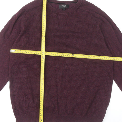Next Men’s Purple Cotton Blend Jumper L Crew Neck Long Sleeve