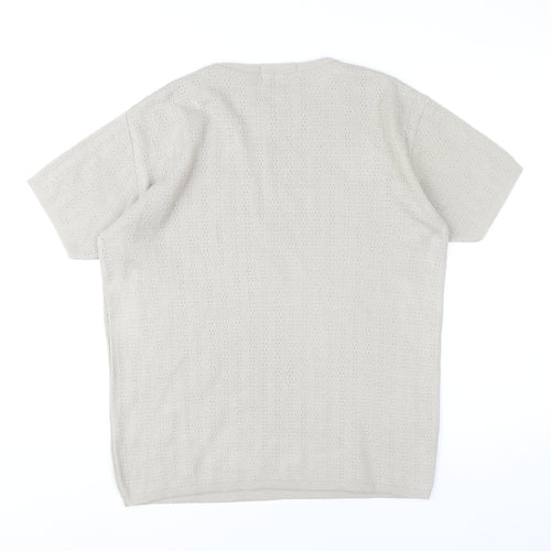 Petroleum Men’s Beige Knit Pullover Jumper M Crew Neck Short Sleeve