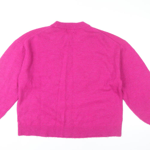 H&M Women’s Pink Beaded Crew Neck Pullover Jumper Size 12