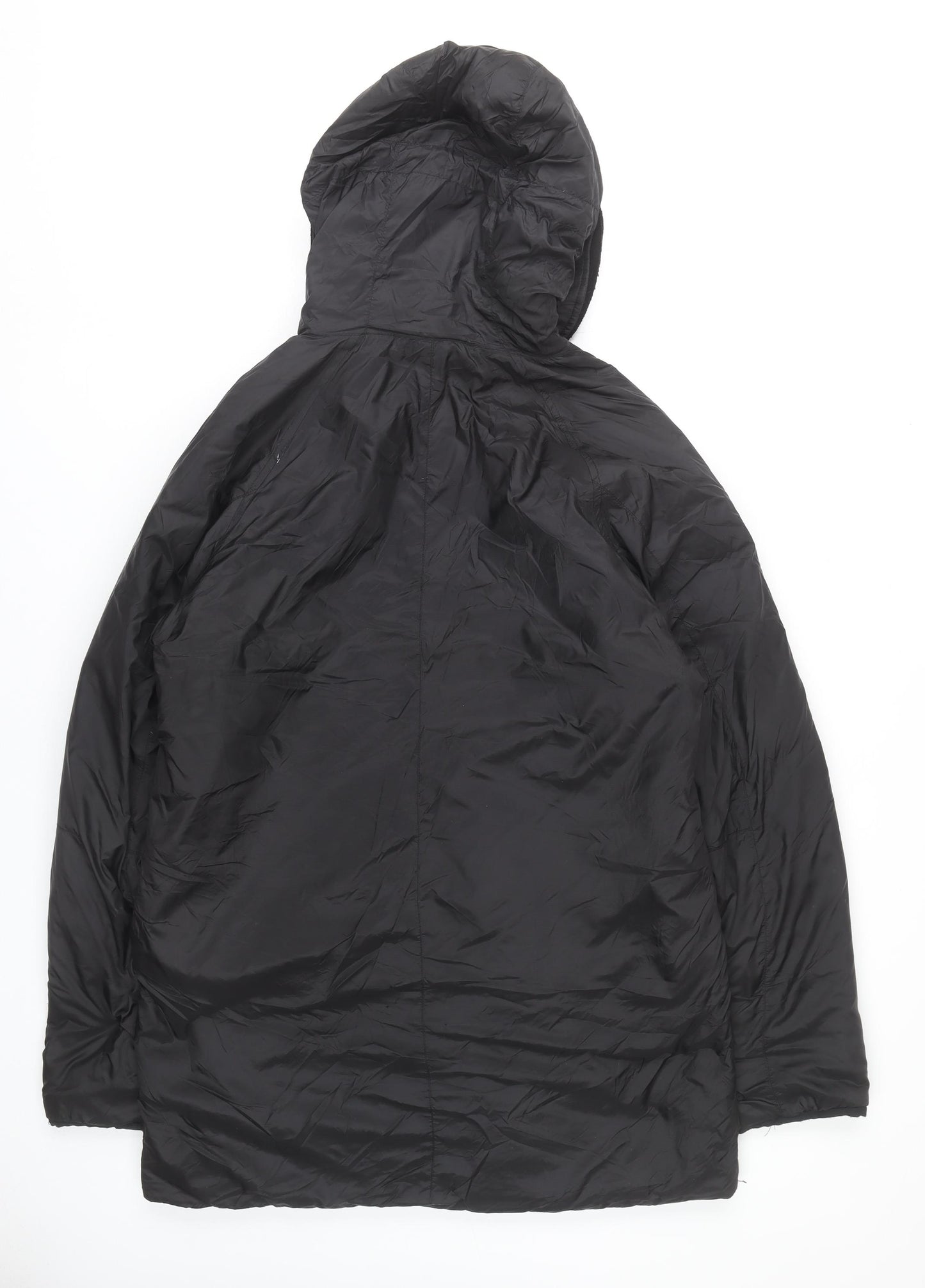 SikSilk Men’s Black Nylon Puffer Jacket Hooded Size M Casual Winter