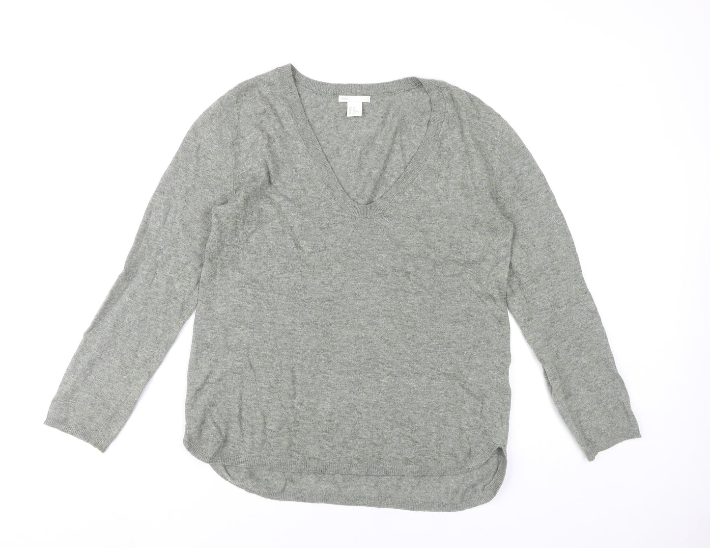 H&M Women’s Grey V-Neck Pullover Jumper XS Regular Fit