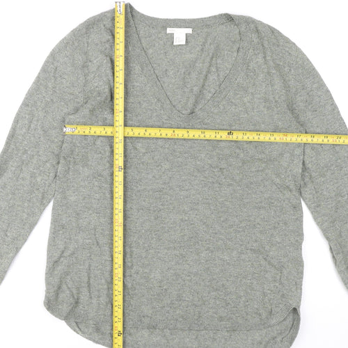H&M Women’s Grey V-Neck Pullover Jumper XS Regular Fit