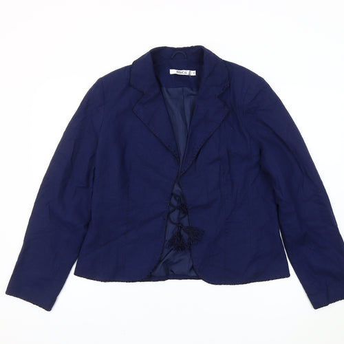 M&Co Women Blue Linen Blend Blazer Jacket Size 14 Regular