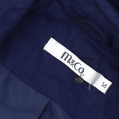 M&Co Women Blue Linen Blend Blazer Jacket Size 14 Regular