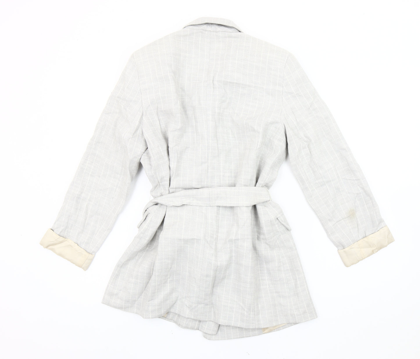 Topshop Women’s Grey Check Cotton Belted Blazer Jacket UK 10
