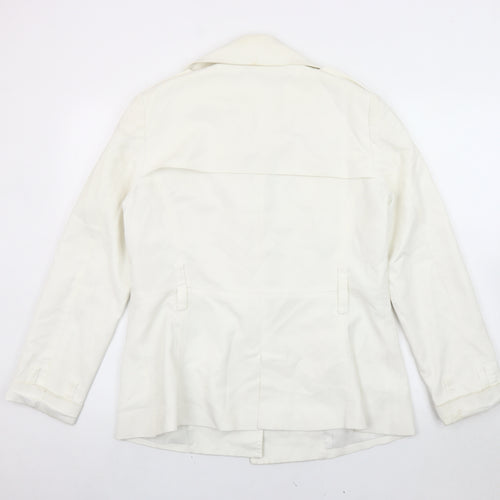 Zara Basic Women’s White Pea Coat Size 14 Cotton Blend Workwear