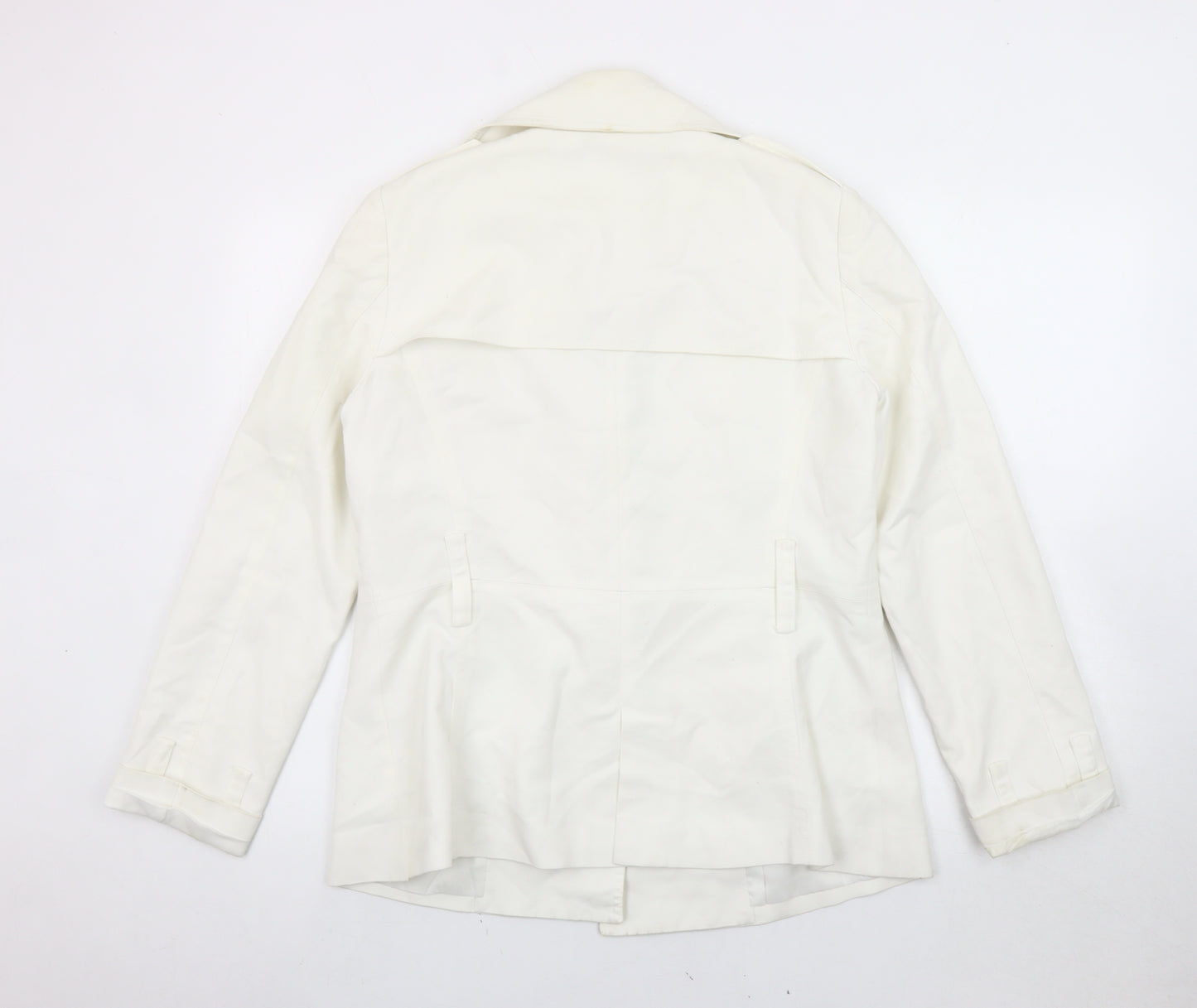 Zara Basic Women’s White Pea Coat Size 14 Cotton Blend Workwear