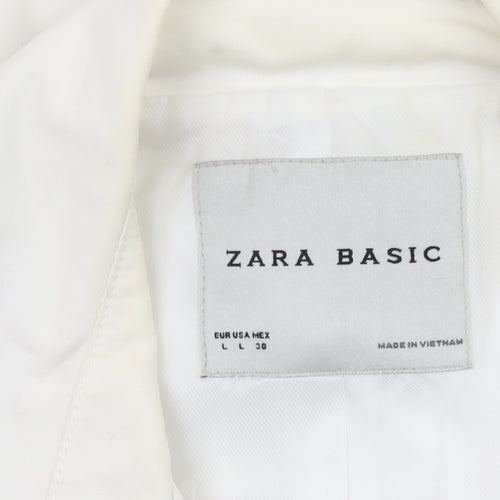 Zara Basic Women’s White Pea Coat Size 14 Cotton Blend Workwear