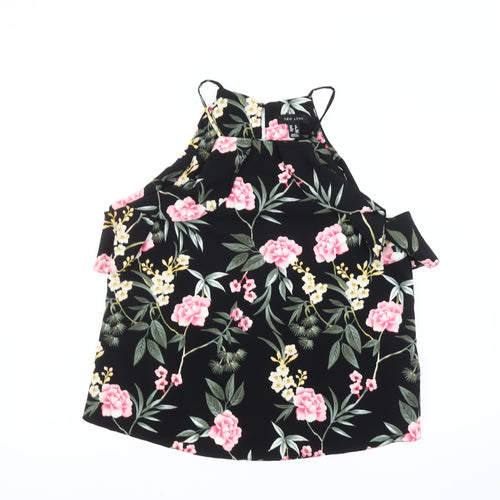 New Look Womens Black Floral Halter Camisole Top Size 12