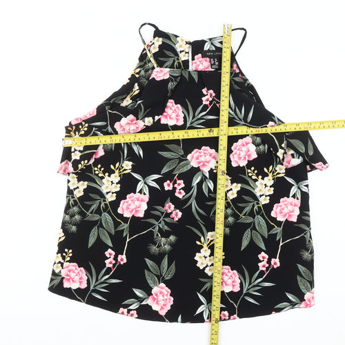 New Look Womens Black Floral Halter Camisole Top Size 12