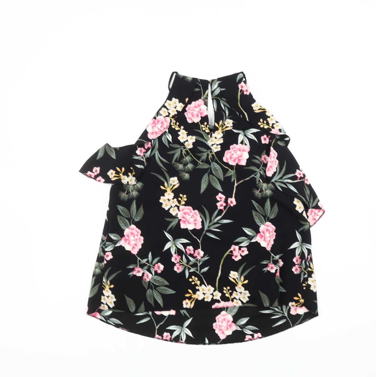 New Look Womens Black Floral Halter Camisole Top Size 12