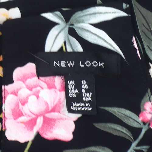 New Look Womens Black Floral Halter Camisole Top Size 12