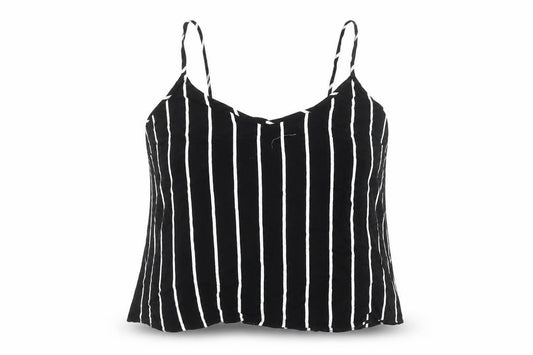 Front view of ASOS Women’s Black Striped Viscose Camisole Tank UK 12