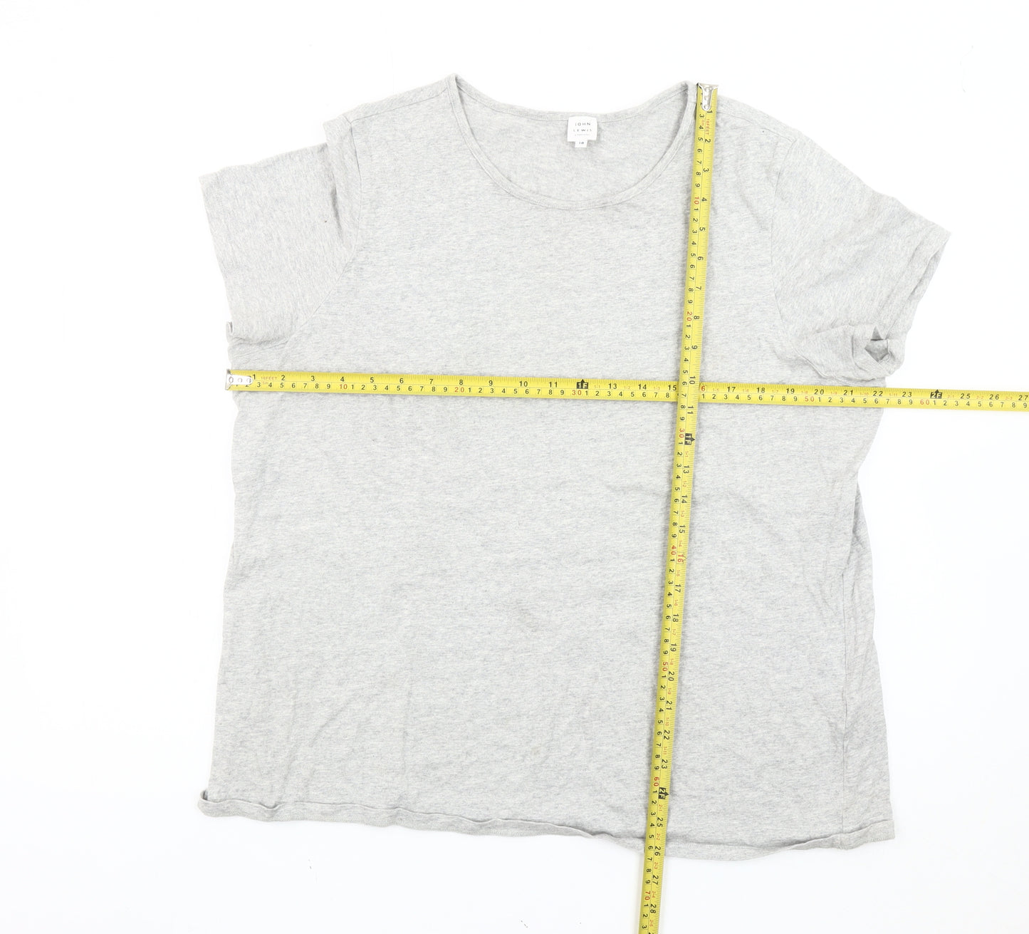 John Lewis Women Grey Size 18 Basic Cotton Short Sleeve T-Shirt
