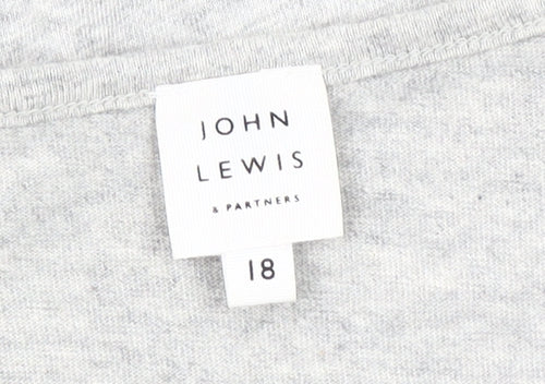 John Lewis Women Grey Size 18 Basic Cotton Short Sleeve T-Shirt