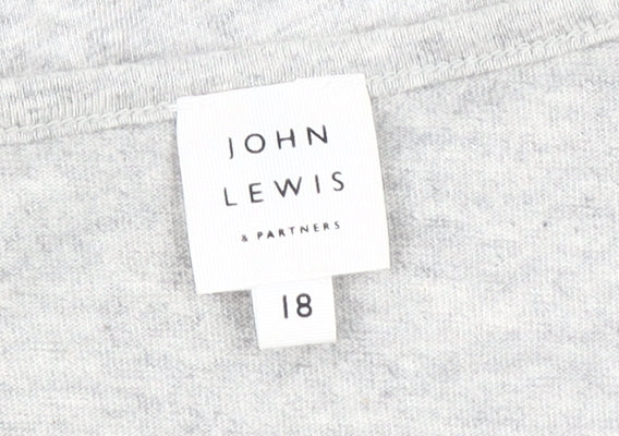 John Lewis Women Grey Size 18 Basic Cotton Short Sleeve T-Shirt