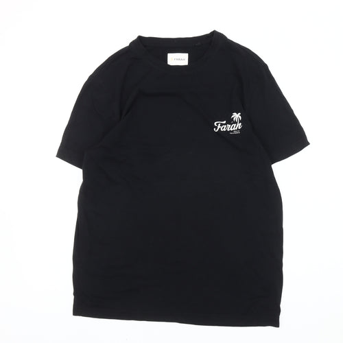 Farah Mens Black Cotton Crew Neck T-Shirt Size M Holiday Logo Tee
