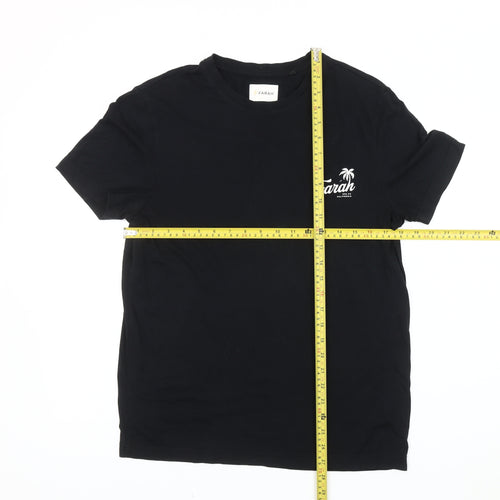 Farah Mens Black Cotton Crew Neck T-Shirt Size M Holiday Logo Tee