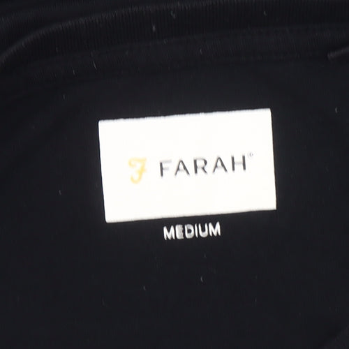 Farah Mens Black Cotton Crew Neck T-Shirt Size M Holiday Logo Tee