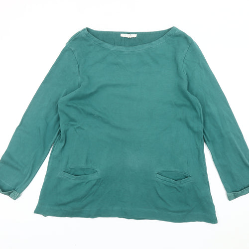 White Stuff Women Green Cotton Tunic Blouse UK 12 Long Sleeve