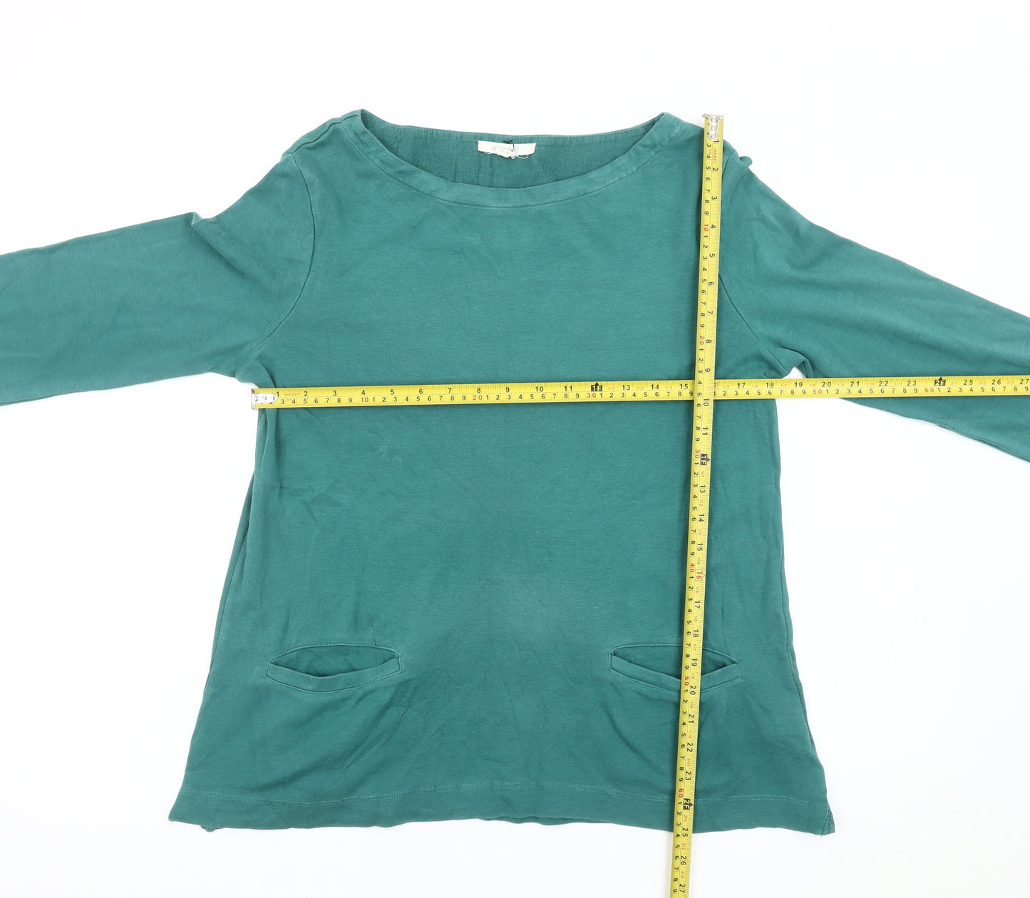 White Stuff Women Green Cotton Tunic Blouse UK 12 Long Sleeve