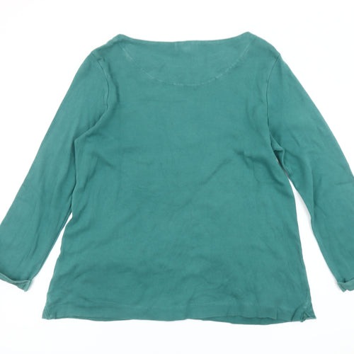 White Stuff Women Green Cotton Tunic Blouse UK 12 Long Sleeve