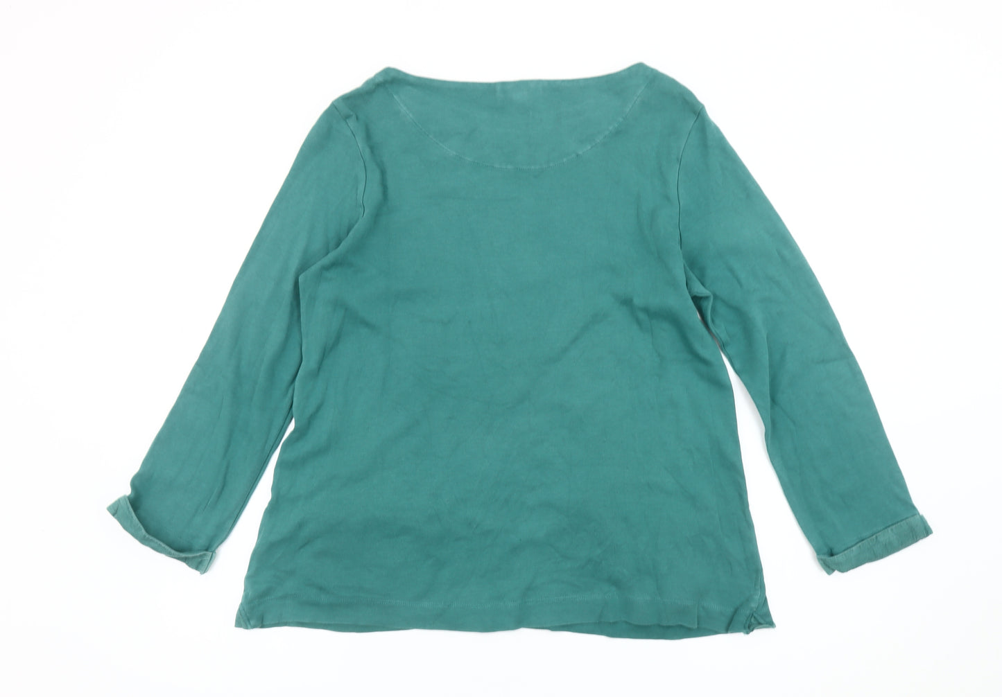 White Stuff Women Green Cotton Tunic Blouse UK 12 Long Sleeve