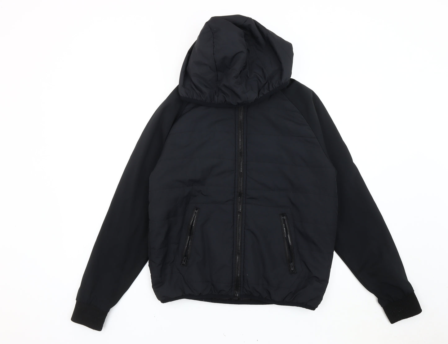 Threadbare Womens Black Puffer Jacket UK 10 Hooded Zip Casual Winter Coat