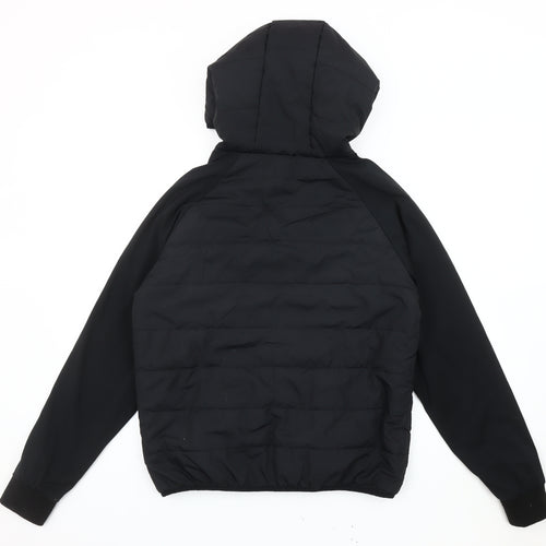 Threadbare Womens Black Puffer Jacket UK 10 Hooded Zip Casual Winter Coat