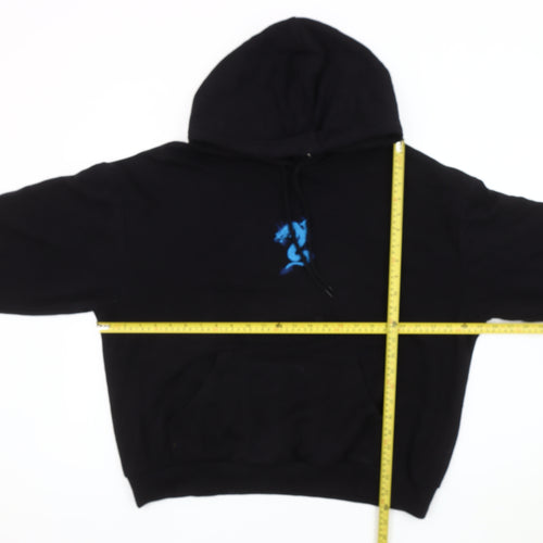Monki Unisex Black Hoodie M Pullover Embroidered Dragon Cotton Blend