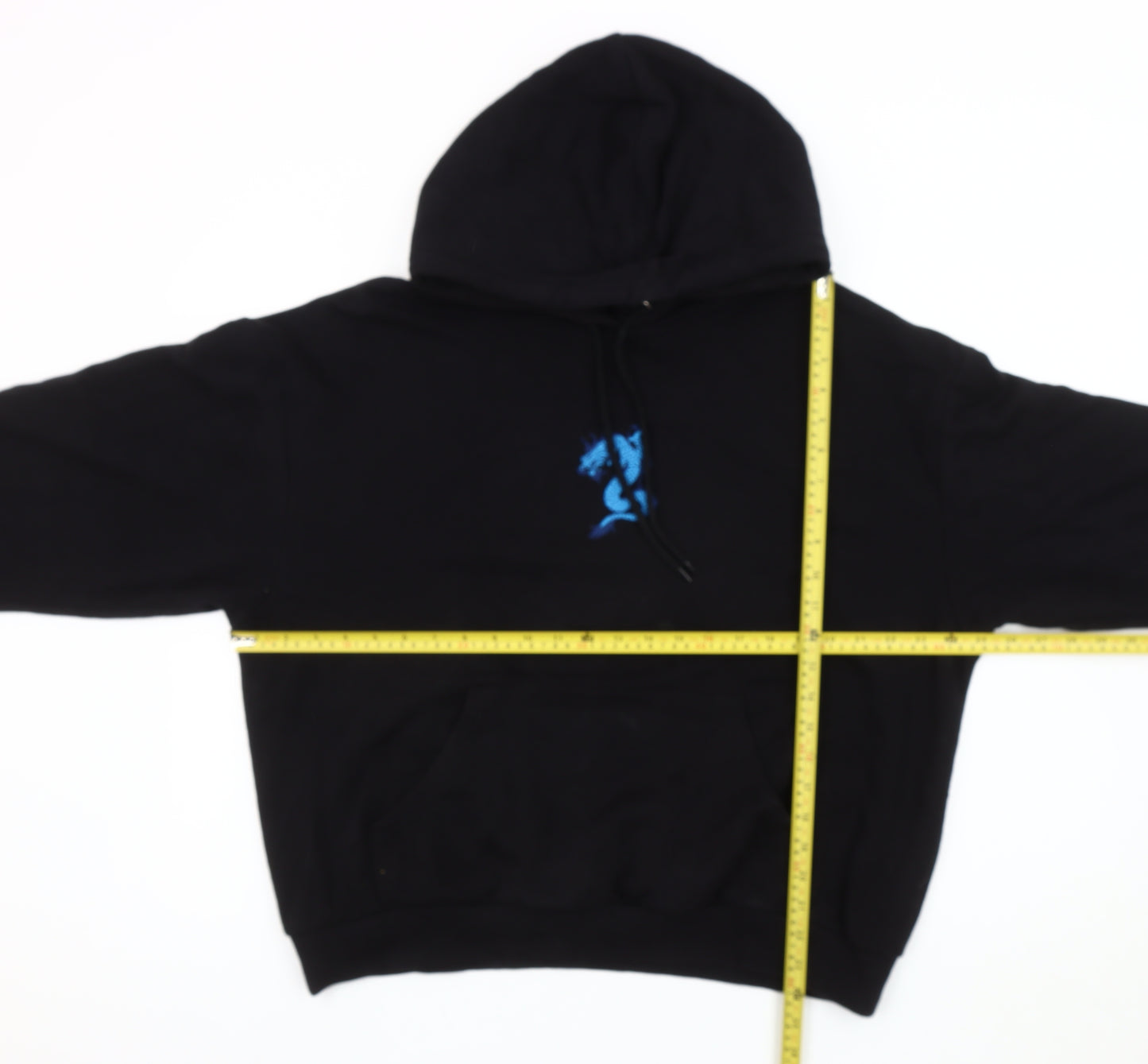 Monki Unisex Black Hoodie M Pullover Embroidered Dragon Cotton Blend
