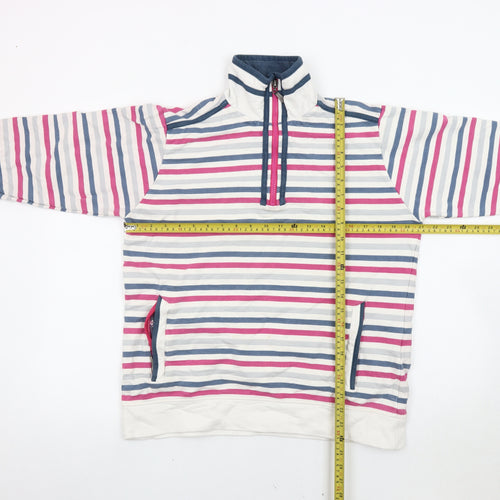 Hazy Blue Womens Striped Cotton Sweatshirt M 1/2 Zip Multicoloured