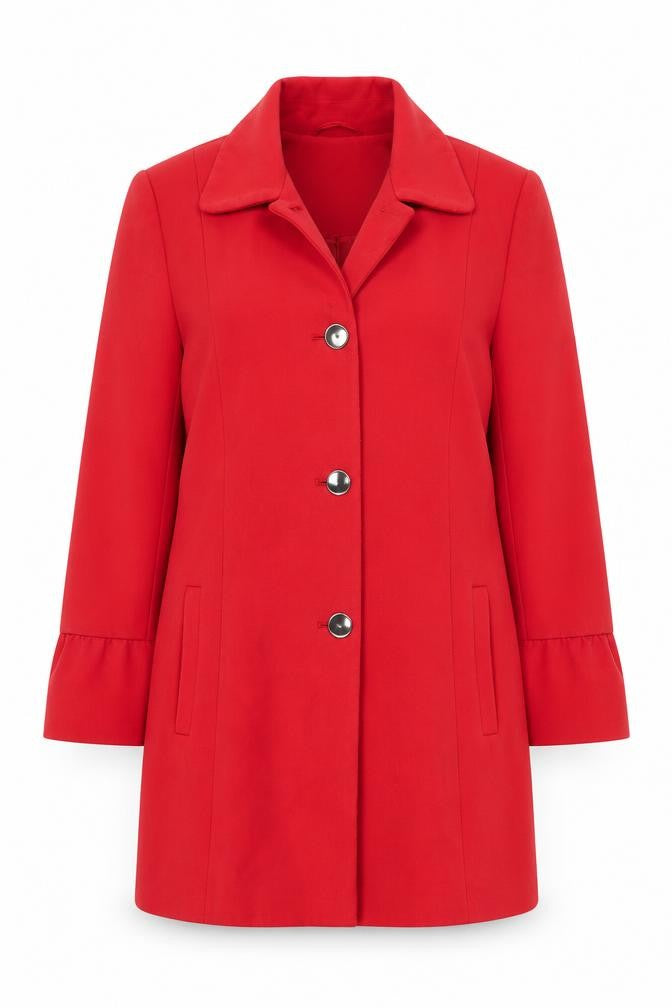 Front view of Bonmarché Women’s Red Mid-Length Coat, size UK 12, Overcoat