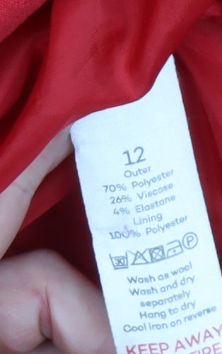 Bonmarché Women’s Red Mid-Length Coat Size 12 Overcoat