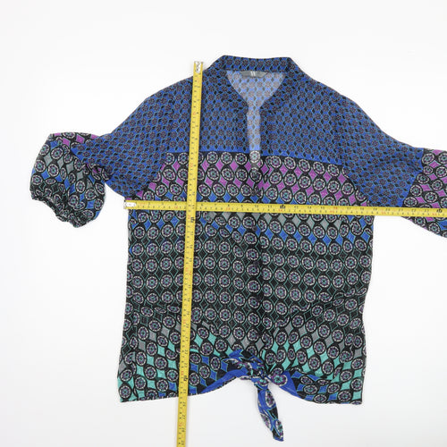 BHS Womens Multicoloured Size 10 Tunic Blouse 3/4 Sleeve V-Neck