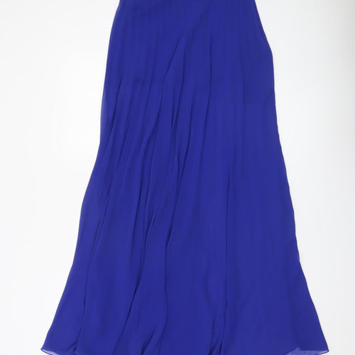 River Island Women’s Blue Midi Flare Chiffon Skirt Size 8
