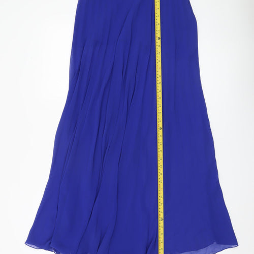 River Island Women’s Blue Midi Flare Chiffon Skirt Size 8