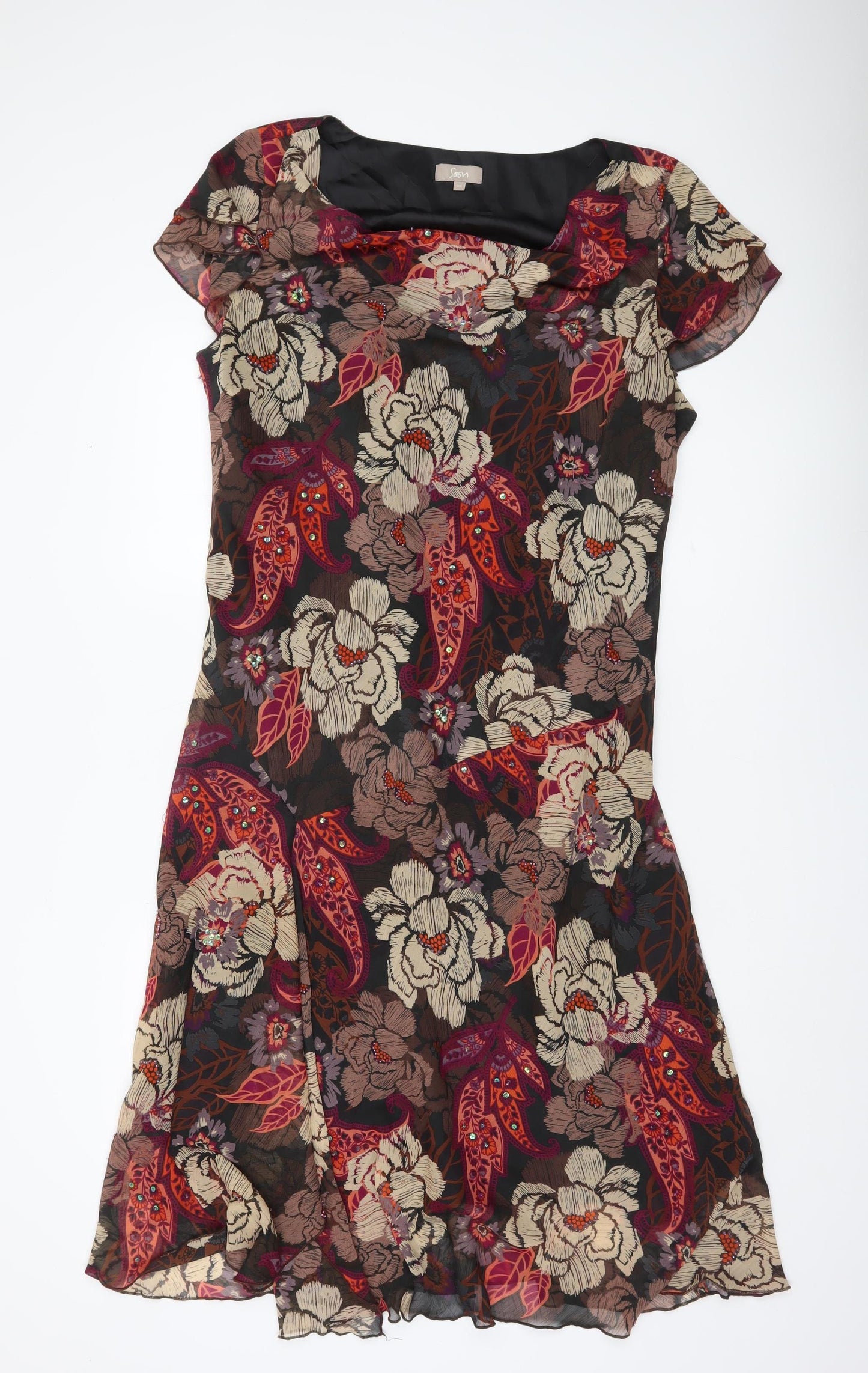Soon Womens Multicoloured Floral A-Line Dress Size 20