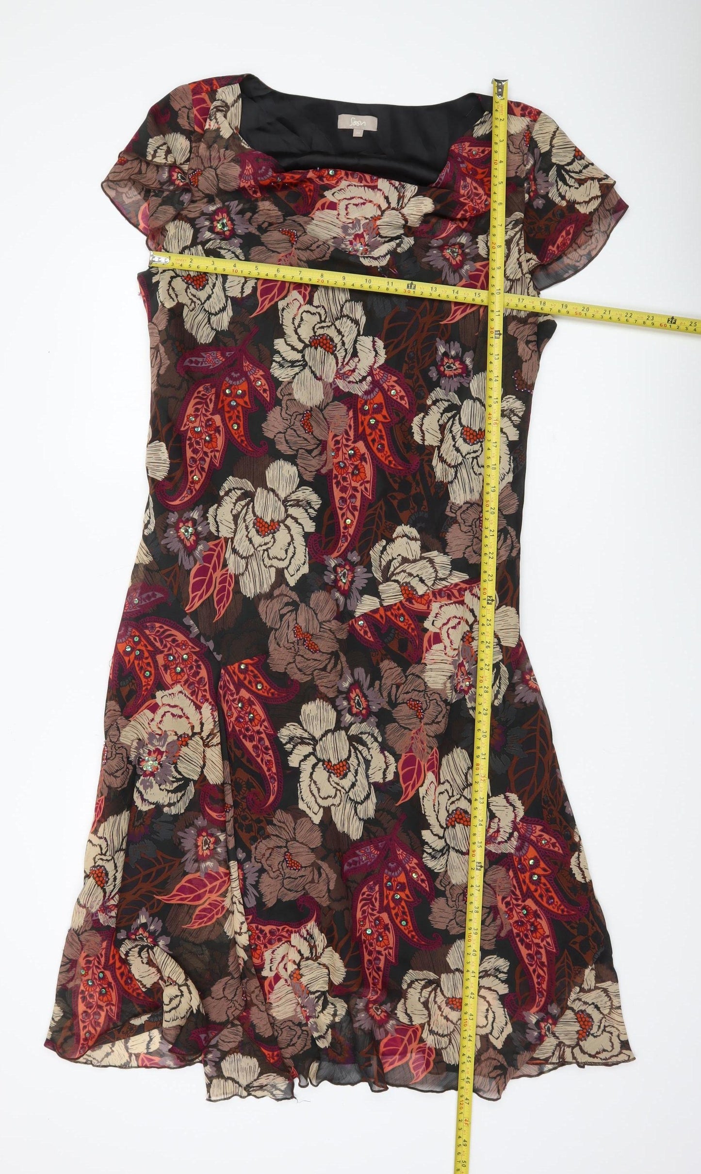 Soon Womens Multicoloured Floral A-Line Dress Size 20