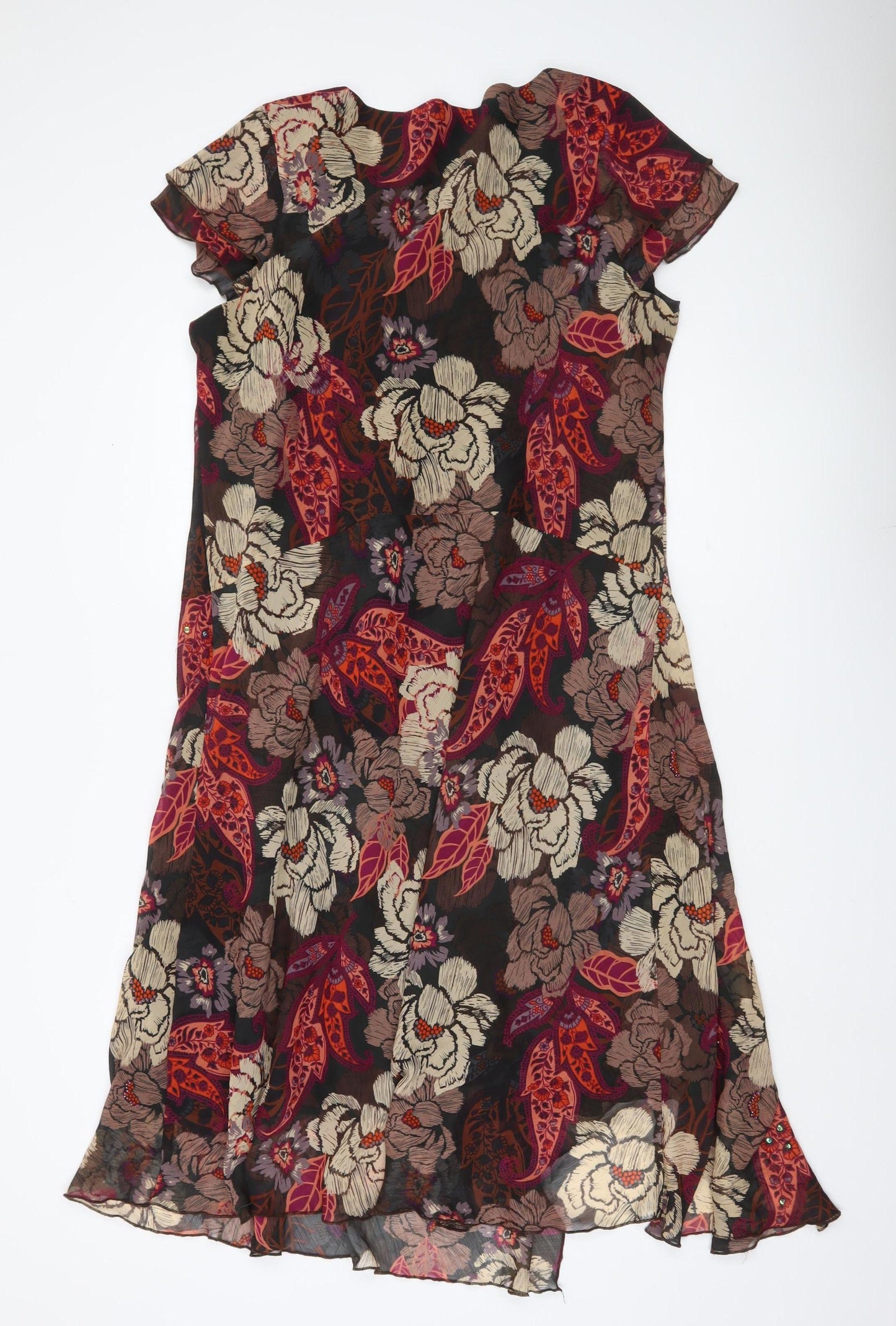 Soon Womens Multicoloured Floral A-Line Dress Size 20