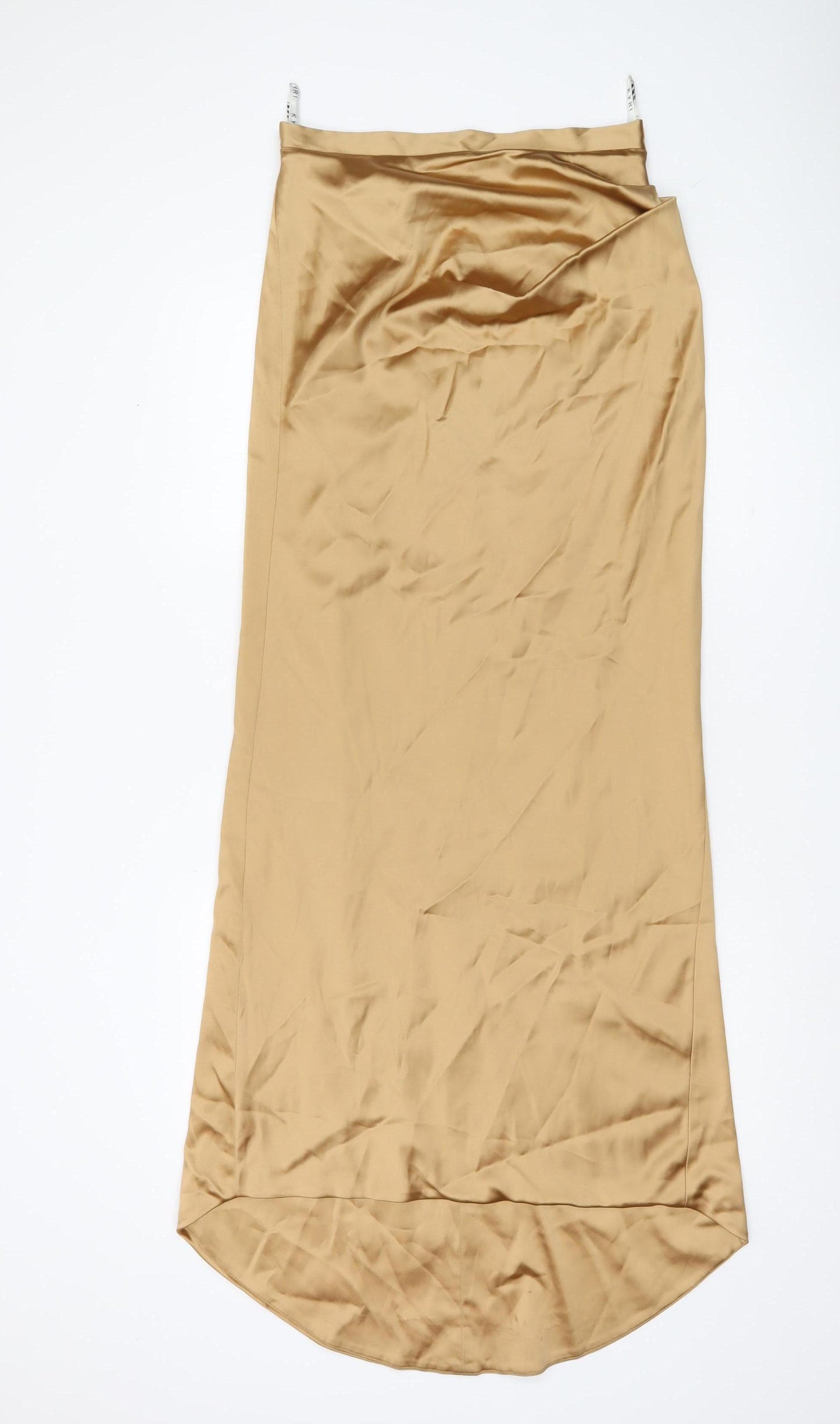 KYRI London Women Gold Size 12 Slip Dress Hi-Low Satin Formal