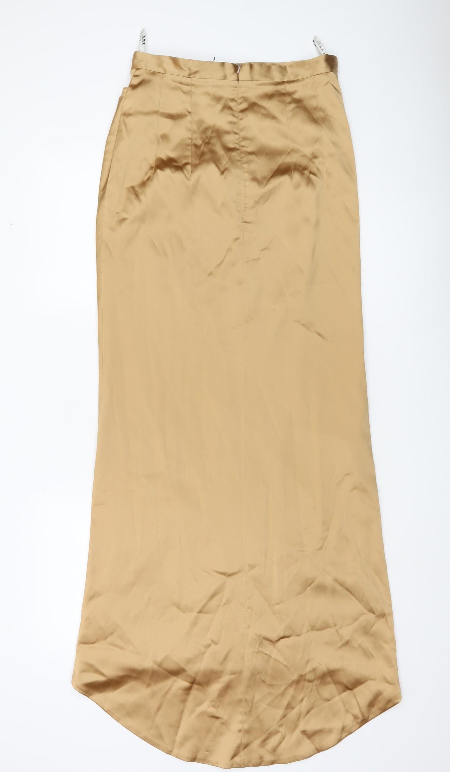 KYRI London Women Gold Size 12 Slip Dress Hi-Low Satin Formal