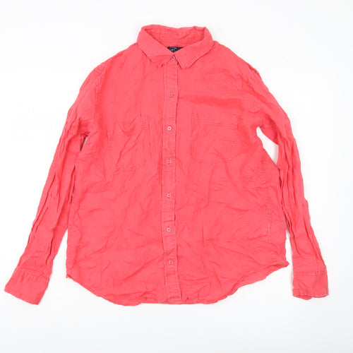 GAP Womens Pink Linen Button-Up Shirt Long Sleeve Size M