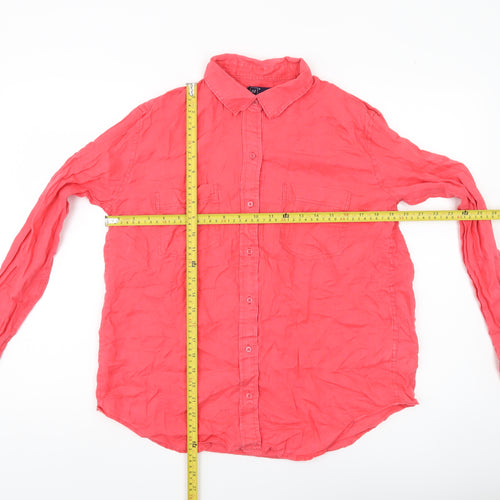 GAP Womens Pink Linen Button-Up Shirt Long Sleeve Size M