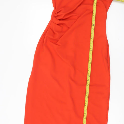 H&M Women’s Red Strapless Bodycon Ruched Knee Length Dress Size 12