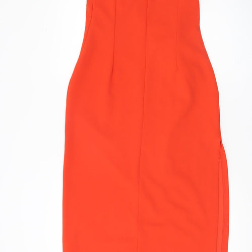 H&M Women’s Red Strapless Bodycon Ruched Knee Length Dress Size 12