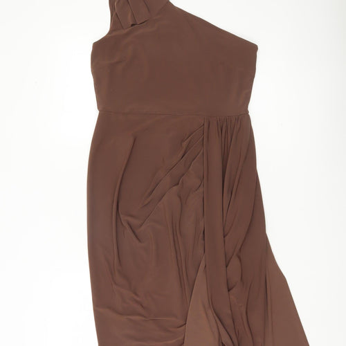 Oasis Women’s Brown One Shoulder Knee Length Sheath Dress Size M