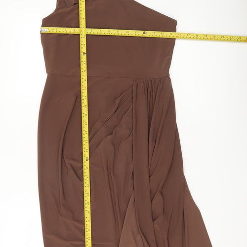 Oasis Women’s Brown One Shoulder Knee Length Sheath Dress Size M